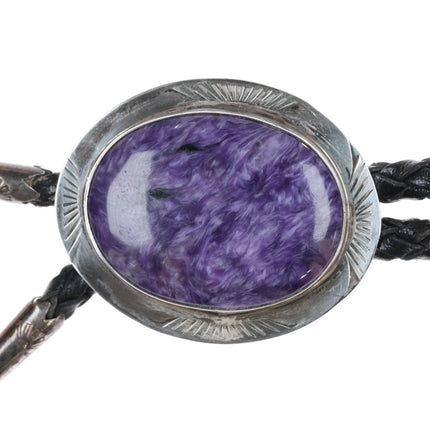 OO Vintage Sterling and Charoite bolo tie - Estate Fresh Austin