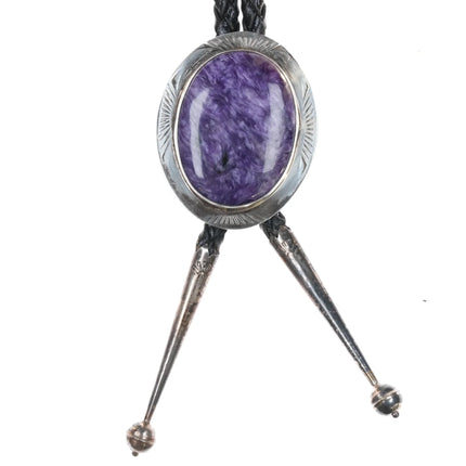 OO Vintage Sterling and Charoite bolo tie - Estate Fresh Austin