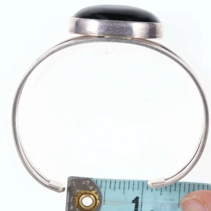 OP Lag Zuni Modernist Native American Sterling Cuff Bracelet with Onyx - Estate Fresh Austin