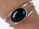 OP Lag Zuni Modernist Native American Sterling Cuff Bracelet with Onyx - Estate Fresh Austin