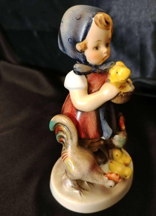 Original 1950's Hummel Full Bee #199/0 Feeding Time TMK2 Girl with Chickens - Estate Fresh Austin