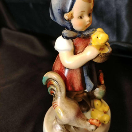 Original 1950's Hummel Full Bee #199/0 Feeding Time TMK2 Girl with Chickens - Estate Fresh Austin