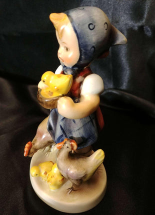 Original 1950's Hummel Full Bee #199/0 Feeding Time TMK2 Girl with Chickens - Estate Fresh Austin