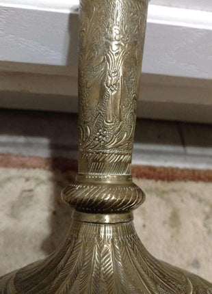 Ornate Antique Hand Engraved Brass Hookah Base Early 19th Century Hand Made Bras - Estate Fresh Austin