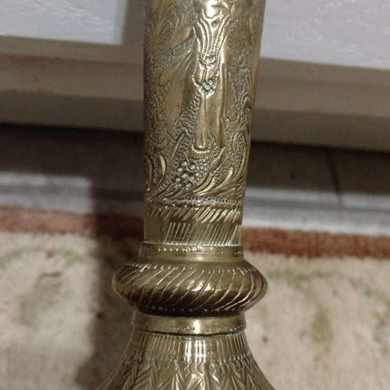 Ornate Antique Hand Engraved Brass Hookah Base Early 19th Century Hand Made Bras - Estate Fresh Austin