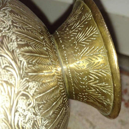 Ornate Antique Hand Engraved Brass Hookah Base Early 19th Century Hand Made Bras - Estate Fresh Austin