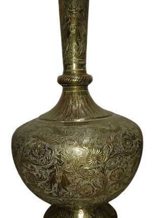 Ornate Antique Hand Engraved Brass Hookah Base Early 19th Century Hand Made Bras - Estate Fresh Austin