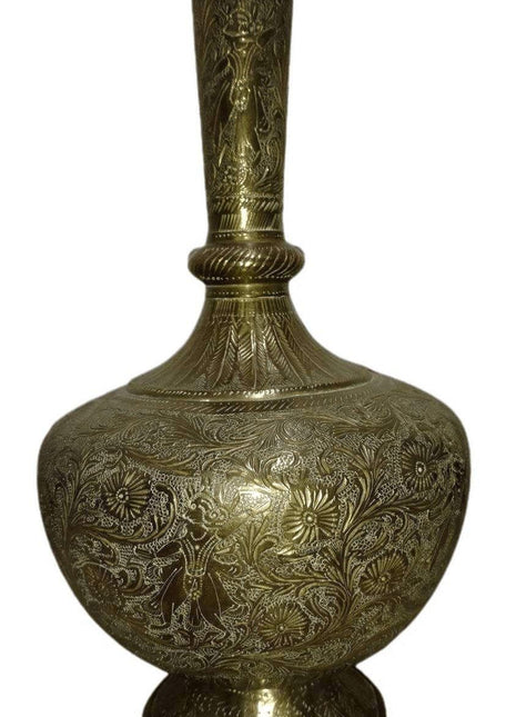 Ornate Antique Hand Engraved Brass Hookah Base Early 19th Century Hand Made Bras - Estate Fresh Austin