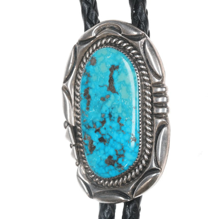 Orville Tsinnie (1943-2017) Large silver and turquoise bolo tie - Estate Fresh Austin