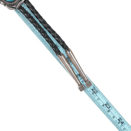 Orville Tsinnie (1943-2017) Large silver and turquoise bolo tie - Estate Fresh Austin