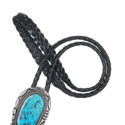 Orville Tsinnie (1943-2017) Large silver and turquoise bolo tie - Estate Fresh Austin