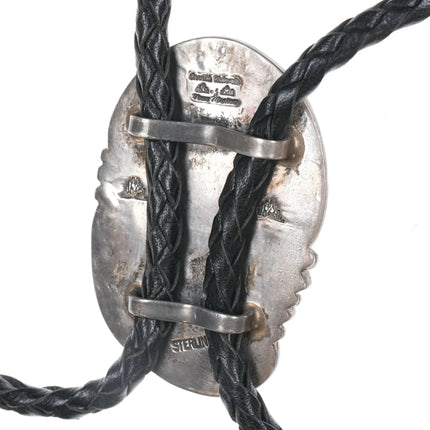 Orville Tsinnie (1943-2017) Large silver and turquoise bolo tie - Estate Fresh Austin