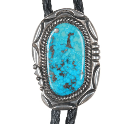 Orville Tsinnie (1943-2017) Large silver and turquoise bolo tie - Estate Fresh Austin