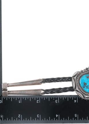 Orville Tsinnie (1943 - 2017) Large silver and turquoise bolo tie - Estate Fresh Austin