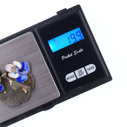 Oystein Balle Norwegian Sterling enamel pansy earrings and pin - Estate Fresh Austin