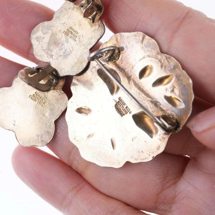 Oystein Balle Norwegian Sterling enamel pansy earrings and pin - Estate Fresh Austin