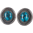 P Navajo sterling and spiderweb turquoise earrings - Estate Fresh Austin