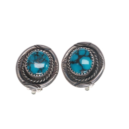 P Navajo sterling and spiderweb turquoise earrings - Estate Fresh Austin