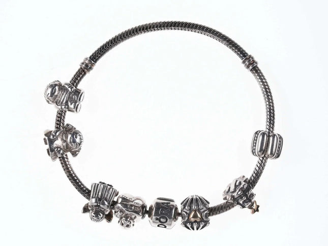 Pandora Charm Bracelet with Christmas Tree, Angel, and other charms - Estate Fresh Austin