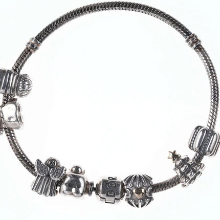 Pandora Charm Bracelet with Christmas Tree, Angel, and other charms - Estate Fresh Austin