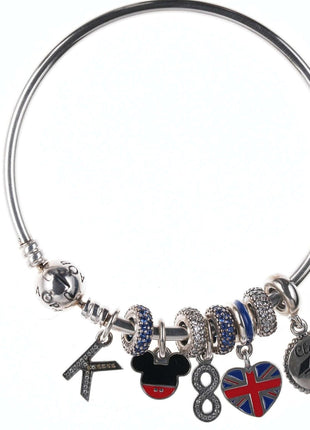 Pandora Charm Bracelet with Mickey mouse, Great Britain, and Class of 2015 - Estate Fresh Austin