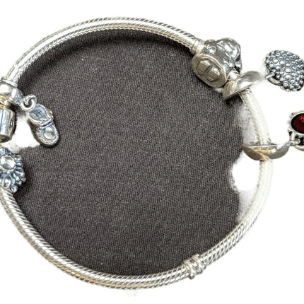 Pandora Sterling Charm Bracelet with 5 charms 7.25" - Estate Fresh Austin