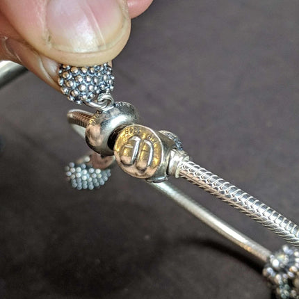 Pandora Sterling Charm Bracelet with 5 charms 7.25" - Estate Fresh Austin