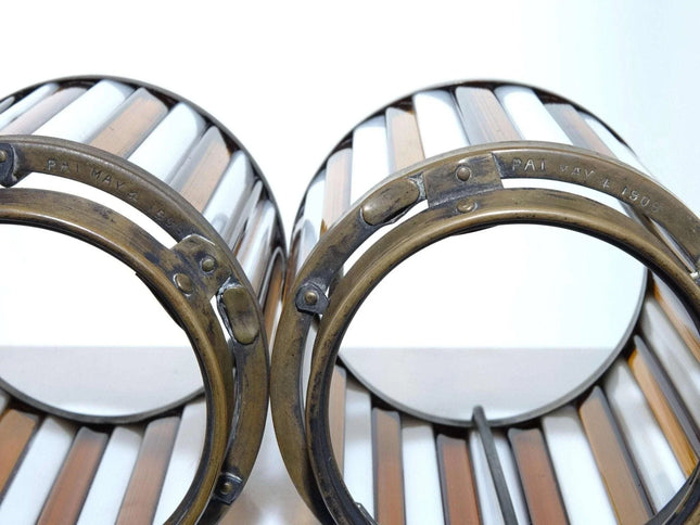 Pat 1909 Arts and Crafts Period Hand Hammered Copper and Stained Glass Lamp shad - Estate Fresh Austin