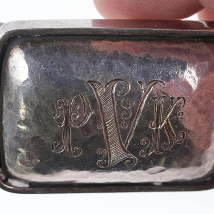 Pat Areias Hammered Sterling belt buckle with cool monogram - Estate Fresh Austin