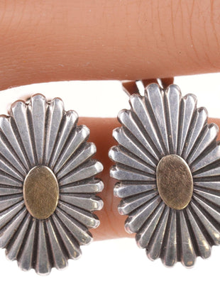 Pat Bedoni Navajo 14k on Sterling modernist clip - on earrings - Estate Fresh Austin