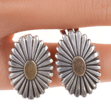 Pat Bedoni Navajo 14k on Sterling modernist clip-on earrings - Estate Fresh Austin