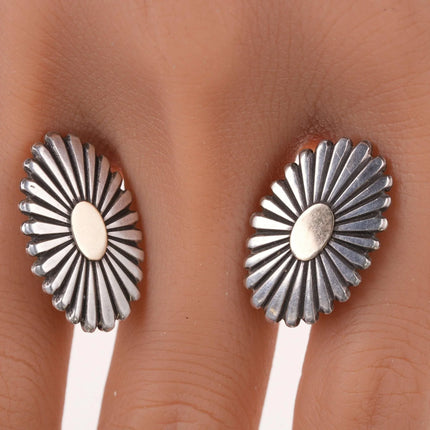 Pat Bedoni Navajo 14k on Sterling modernist clip-on earrings - Estate Fresh Austin