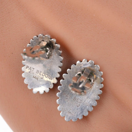 Pat Bedoni Navajo 14k on Sterling modernist clip-on earrings - Estate Fresh Austin