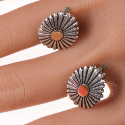 Pat Bedoni Navajo 14k on Sterling modernist clip-on earrings - Estate Fresh Austin