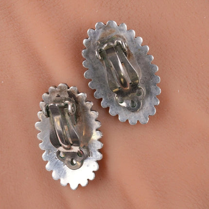 Pat Bedoni Navajo 14k on Sterling modernist clip-on earrings - Estate Fresh Austin