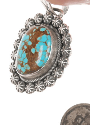 Paul Livingston Navajo Sterling and #8 Turquoise pendant - Estate Fresh Austin