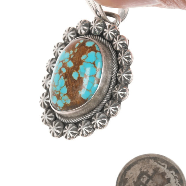 Paul Livingston Navajo Sterling and #8 Turquoise pendant - Estate Fresh Austin