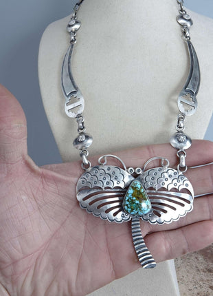 Paul Livingston Navajo Sterling Silver and Turquoise Mountain Turquoise Contempo - Estate Fresh Austin