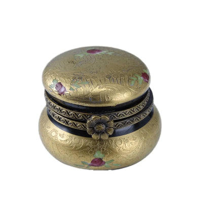 Peint Main Limoges Incrustation gold Trinket Box Hand Painted - Estate Fresh Austin