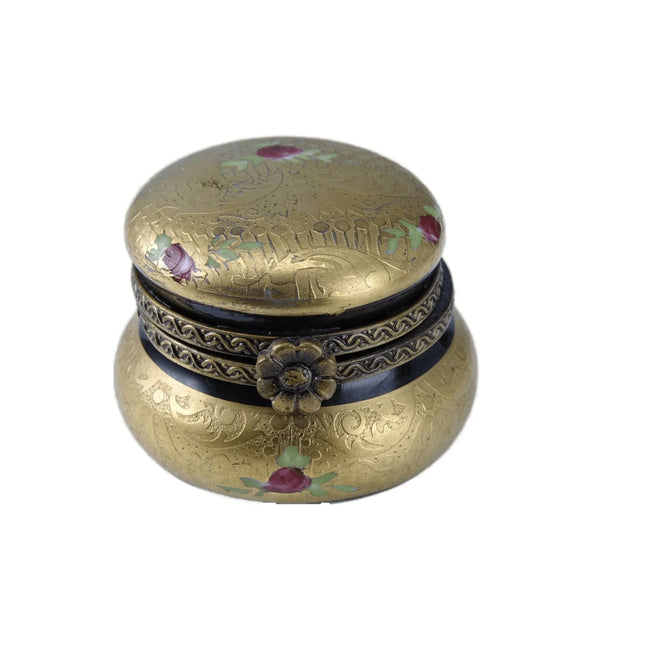 Peint Main Limoges Incrustation gold Trinket Box Hand Painted - Estate Fresh Austin