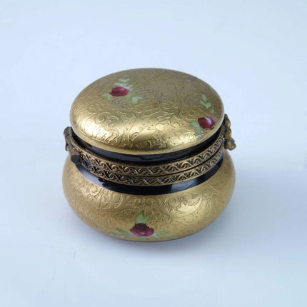 Peint Main Limoges Incrustation gold Trinket Box Hand Painted - Estate Fresh Austin