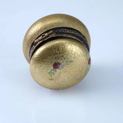 Peint Main Limoges Incrustation gold Trinket Box Hand Painted - Estate Fresh Austin