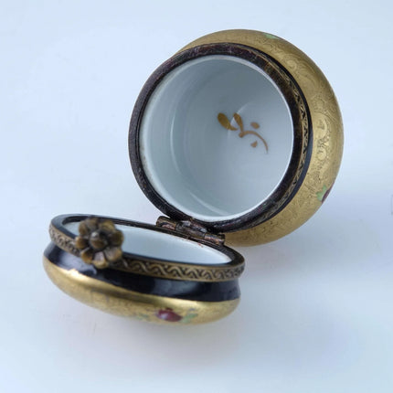 Peint Main Limoges Incrustation gold Trinket Box Hand Painted - Estate Fresh Austin