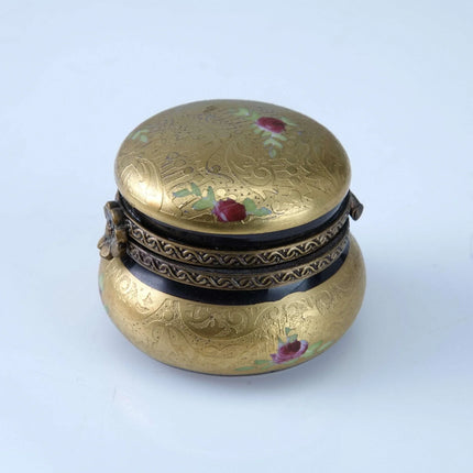 Peint Main Limoges Incrustation gold Trinket Box Hand Painted - Estate Fresh Austin