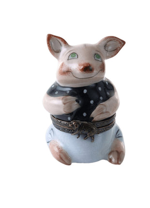 Peint Main Limoges Pig Trinket Box Hand Painted j - Estate Fresh Austin