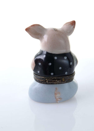 Peint Main Limoges Pig Trinket Box Hand Painted j - Estate Fresh Austin