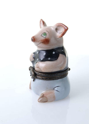 Peint Main Limoges Pig Trinket Box Hand Painted j - Estate Fresh Austin