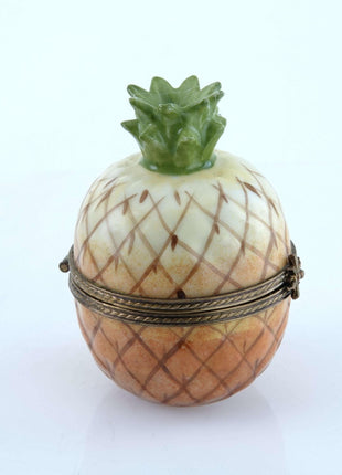 Peint Main Limoges Pineapple Fruit Trinket Box Hand Painted - Estate Fresh Austin