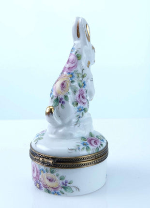 Peint Main Limoges Trinket Box Rabbit Hand Painted - Estate Fresh Austin