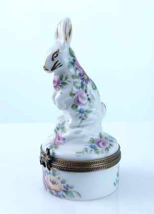 Peint Main Limoges Trinket Box Rabbit Hand Painted - Estate Fresh Austin